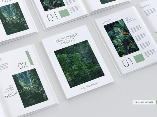 Free Hardcover Open View Book Inside Pages Mockup Psd