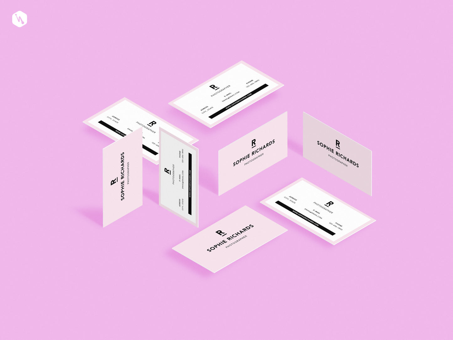 Free Perspective Empty Business Cards Mockups in Multiple Angles