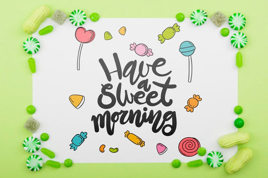 Free Have A Sweet Morning With Delicious Candy Frame Psd