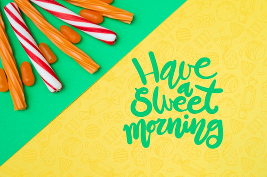 Free Have A Sweet Morning With Sugar Candy Sticks Psd