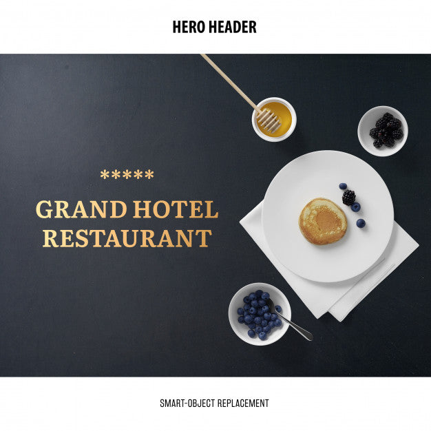 Free Header Restaurant Mockup. Psd