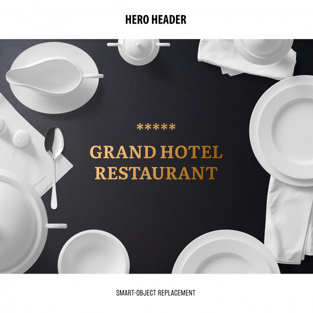 Free Header Restaurant Mockup. Psd