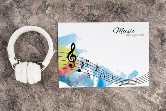 Free Headphones Beside Sheet With Music Concept Psd