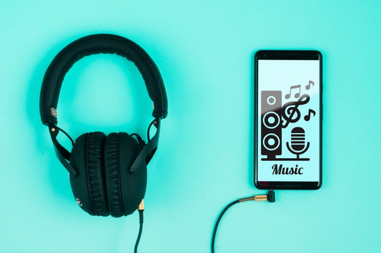 Free Headphones Connected At Smartphone Psd
