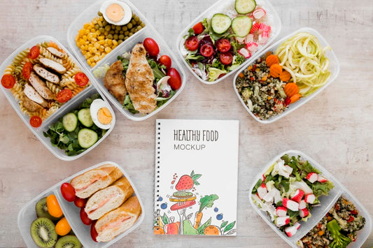 Free Healthy Food And Notebook Mock-Up Psd
