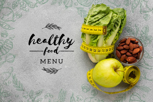 Free Healthy Food Menu Text With Veggies Psd