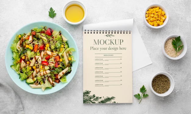 Free Healthy Food Mock-Up Above View Psd