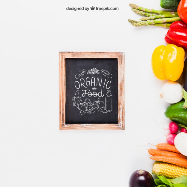 Free Healthy Food Mockup With Slate Psd