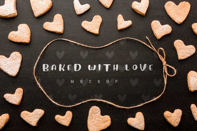 Free Heart Shaped Cookies Above View Psd