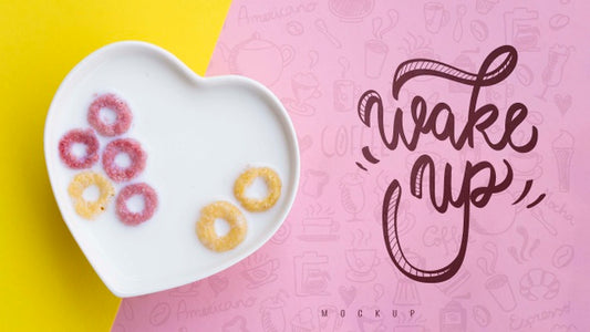 Free Heart Shaped Plate With Cereals With Milk Psd