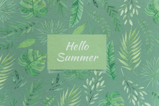 Free Hello Summer Card Mockup With Nature Concept Psd