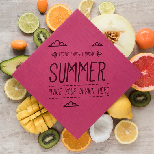 Free Hello Summer With Collection Of Exotic Fruits Psd