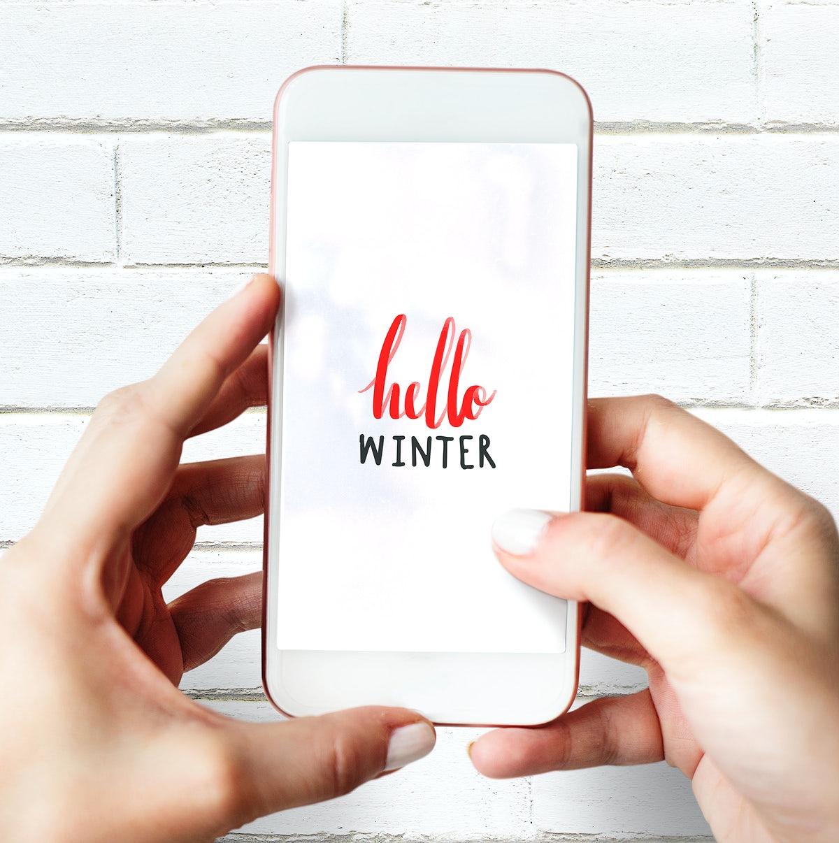 Free Hello Winter On A Mobile Phone Screen Mockup