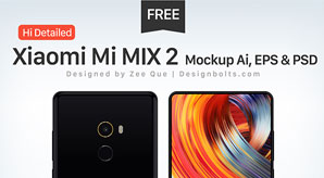 Free Hi-Detailed Xiaomi Mi Mix 2 Mockup Ai, Eps & Psd