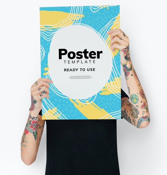 Free Hiding Behind A Colorful Poster Mockup