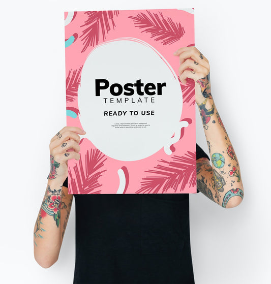 Free Hiding Behind A Colorful Poster Mockup