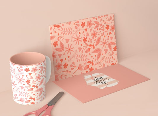 Free High Angle Arrangement For Mother'S Day With Card Scene Creator Psd