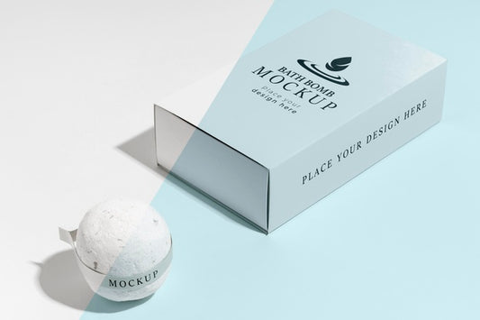 Free High Angle Bath Bomb And Box Mock-Up Psd