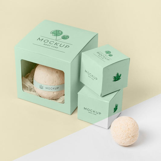 Free High Angle Bath Bombs In Green Boxes Psd