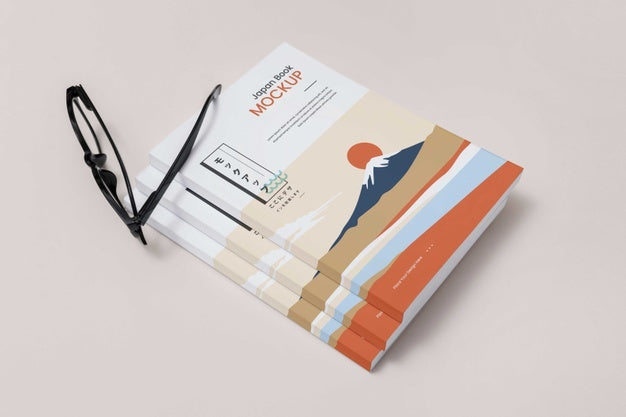 Free High Angle Books And Glasses Arrangement Psd