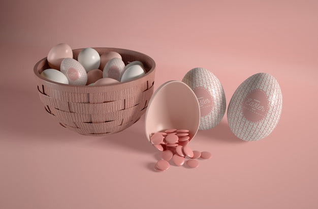 Free High Angle Bowl With Easter Eggs Psd