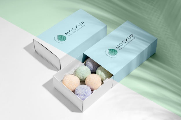 Free High Angle Boxes With Bath Bombs Psd