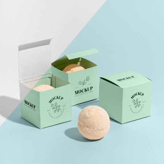 Free High Angle Boxes With Bath Bombs Psd