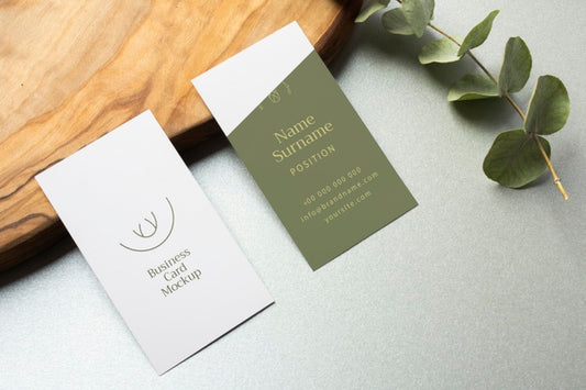 Free High Angle Business Cards And Plant Psd