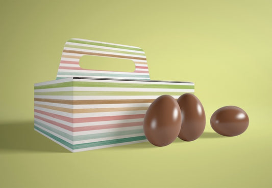 Free High Angle Cartoon Box With Chocolate Eggs Psd