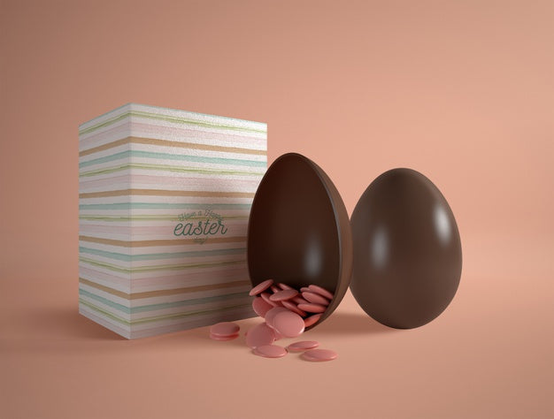 Free High Angle Chocolate Egg On Table Psd