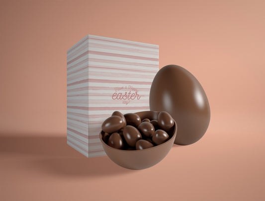 Free High Angle Chocolate Eggs On Table Psd