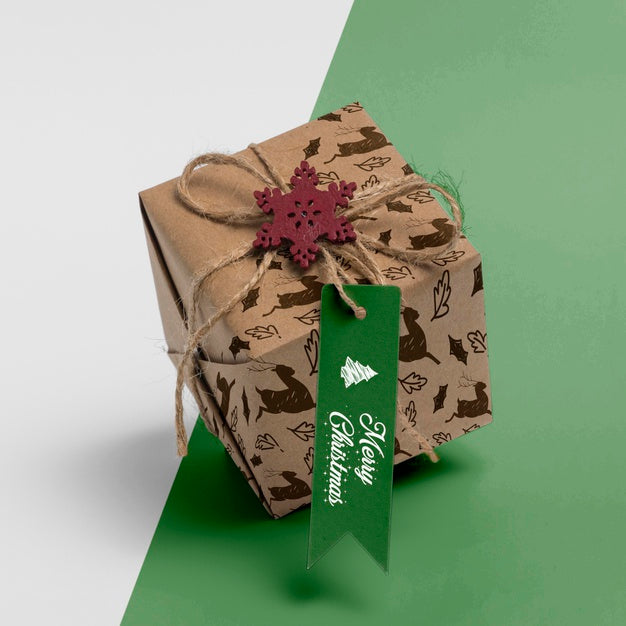 Free High Angle Christmas Present Psd