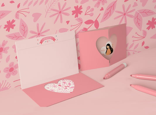 Free High Angle Composition For Mother'S Day With Card Scene Creator Psd