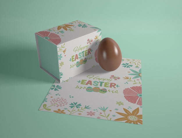 Free High Angle Easter Card And Chocolate Egg Psd
