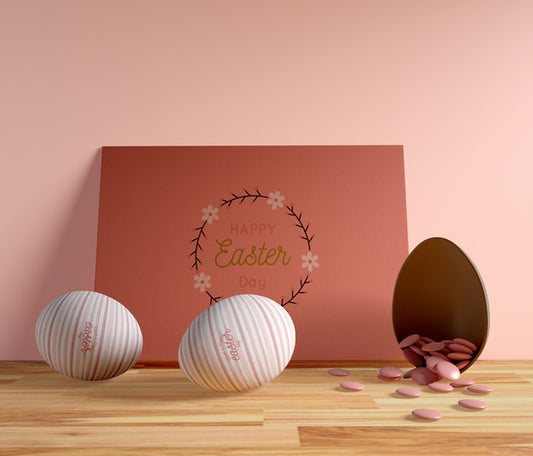 Free High Angle Easter Card And Eggs Psd