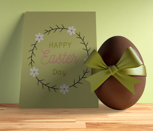 Free High Angle Easter Card With Chocolate Egg Psd