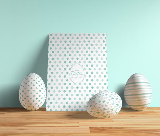 Free High Angle Easter Card With Eggs Beside Psd