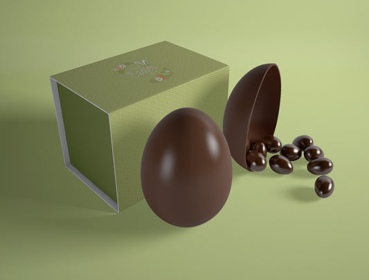 Free High Angle Easter Chocolate Eggs On Table Psd