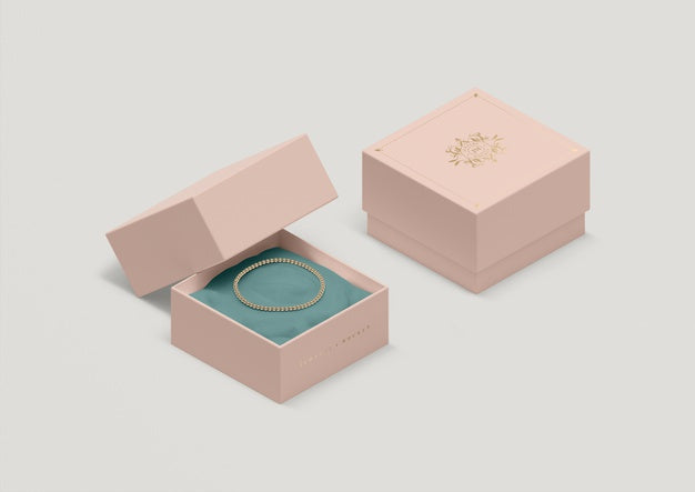 Free High Angle Jewelry Box With Golden Bracelet Psd