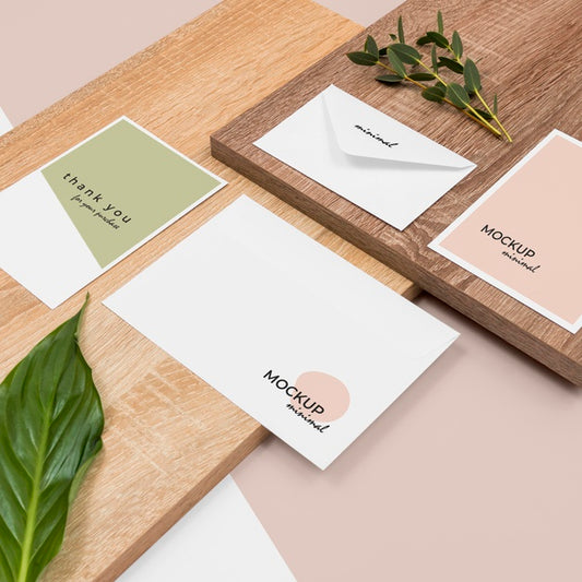 Free High Angle Minimal Stationery And Leaves Psd
