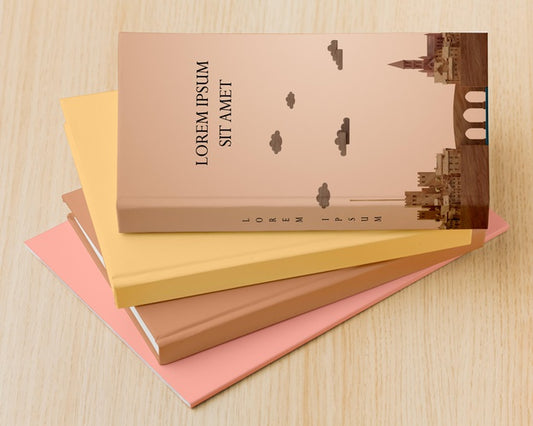 Free High Angle Minimalist Books Cover Mock-Up Composition Psd