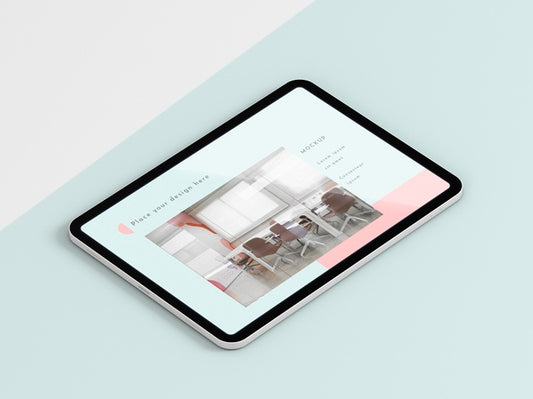 Free High Angle Modern Tablet With Screen Mock-Up Psd