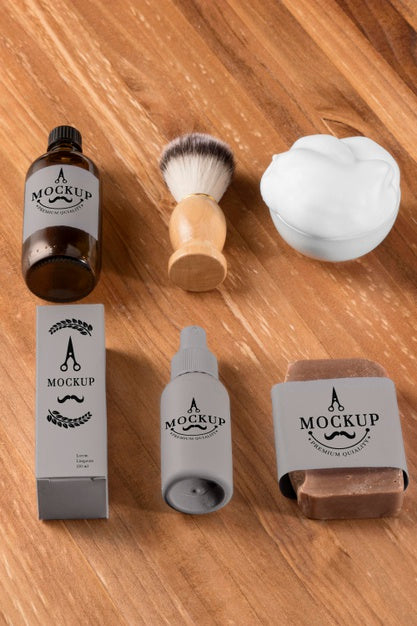 Free High Angle Of Barbershop Products Brush And Foam Psd