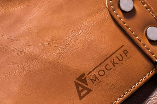 Free High Angle Of Brown Leather Surface Mock-Up Psd