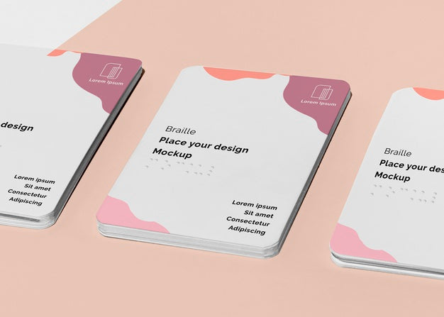 Free High Angle Of Business Cards With Braille Psd