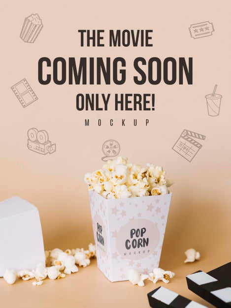 Free High Angle Of Cinema Popcorn With Clapperboard Psd