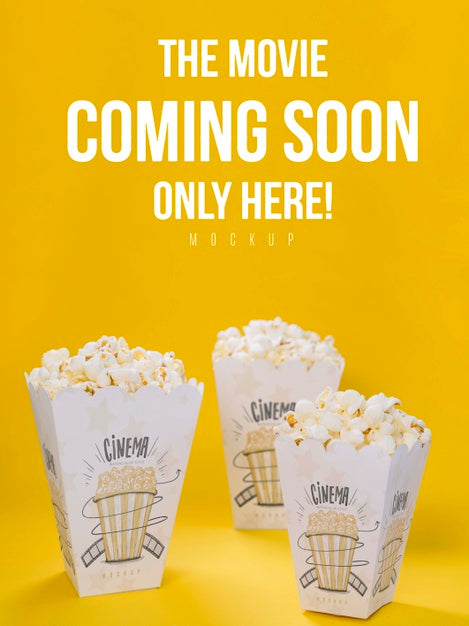 Free High Angle Of Cups With Popcorn For Cinema Psd