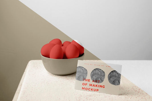 Free High Angle Of Eggs In Bowl Mock-Up With Card Psd