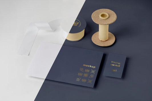 Free High Angle Of Minimalistic Carnival Invitation With Tape And Thread Psd