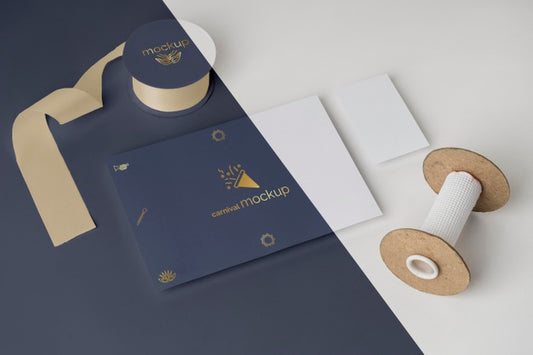 Free High Angle Of Minimalistic Carnival Invitation With Tape Psd